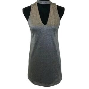 Urban Outfitters Silence + Noise Womens Silver Metallic Choker Mini Dress XS